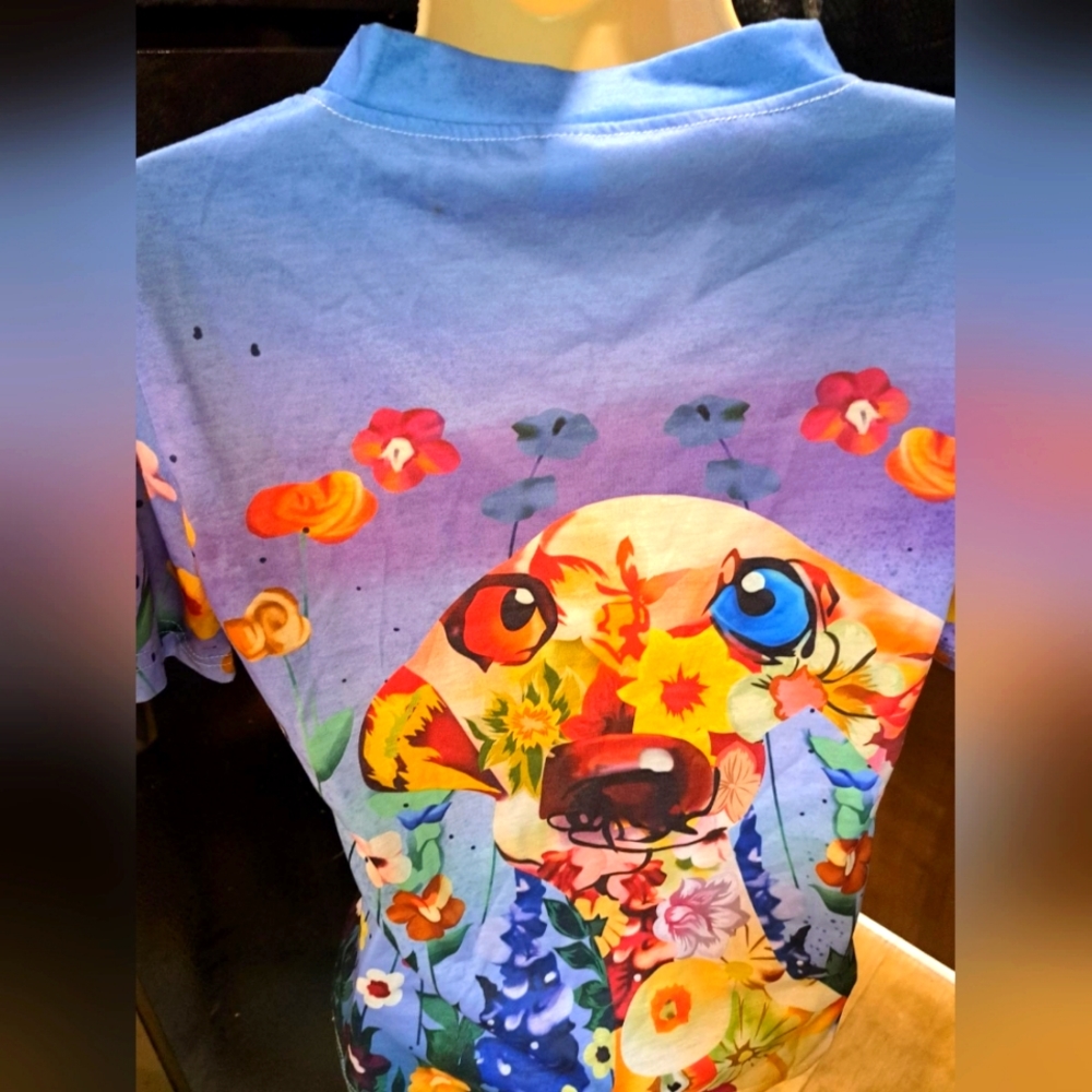 Graphic Sweet Dog Abstract Tee - Picture 2 of 4